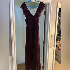 Floor length, arula sparkly, dark red dress, with stretch, size 1X